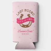 砂漠女性のカーボーイラストロデオバチェロレッテ スリム缶クーラー (裏面)