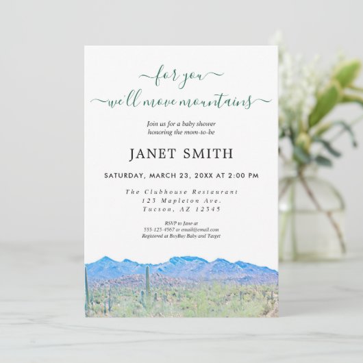 砂漠山男女兼用の赤ちゃんシャワー 招待状 (スタンド正面)
