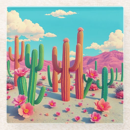 砂漠景観広場ガラスコースター ガラスコースター (正面)