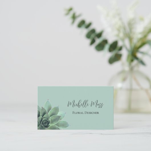 砂漠植物多肉質エレガントタイポグラフィ 名刺 (スタンド正面)