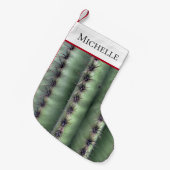 砂漠植物性グリーンサボテン スモールクリスマスストッキング (正面 (吊り時))