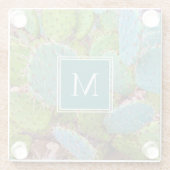 砂漠植物性サボテンのモノグラム ガラスコースター (裏面)