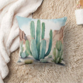 砂漠水インスパイア色サボテン装飾 クッション (ブランケット)