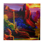 砂漠焼絵を描陶瓦 タイル (正面)