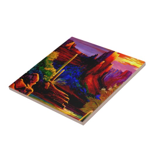 砂漠焼絵を描陶瓦 タイル (側面)