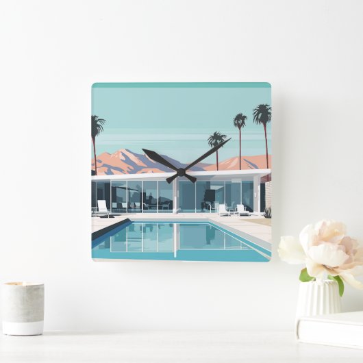 砂漠生活#4 スクエア壁時計 (ホーム)