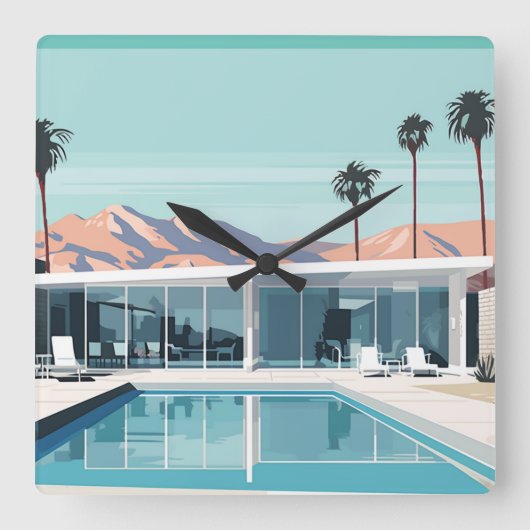 砂漠生活#4 スクエア壁時計 (正面)