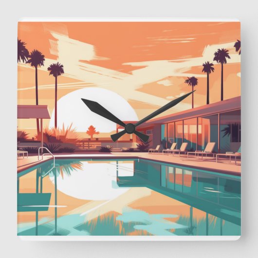 砂漠生活#6 スクエア壁時計 (正面)