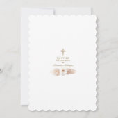 砂漠白フローラスペインの1歳の誕生日バプテスマ 招待状 (裏面)