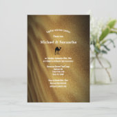 砂漠砂丘の週末遠くにのラクダ結婚ライド 招待状 (スタンド正面)