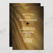 砂漠砂丘の週末遠くにのラクダ結婚ライド 招待状 (正面/裏面)