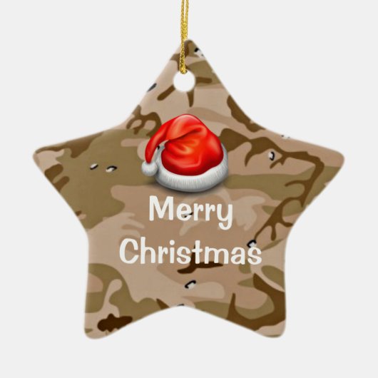砂漠砂迷彩柄Tシャツメリークリスマスオーナメント セラミックオーナメント (正面)