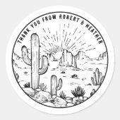 砂漠結婚の感謝ブライダルシャワーギフトラベル ラウンドシール (正面)