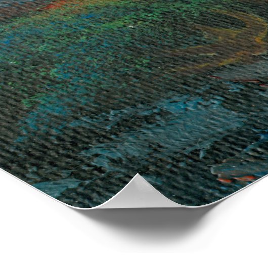 砂漠絵画の夕日のカラフルの絵画もの ポスター (角)