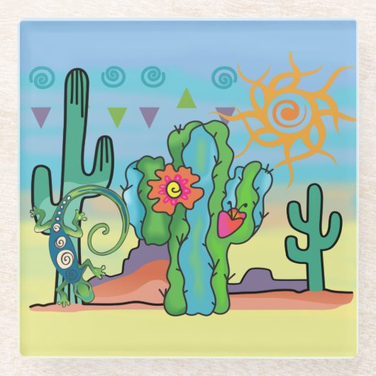 砂漠美しい ガラスコースター (正面)