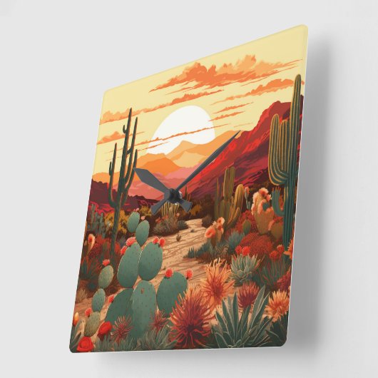 砂漠美しい#1ポスター スクエア壁時計 (傾斜)