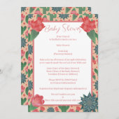 砂漠赤面ピンクガールベビーシャワー 招待状 (正面/裏面)