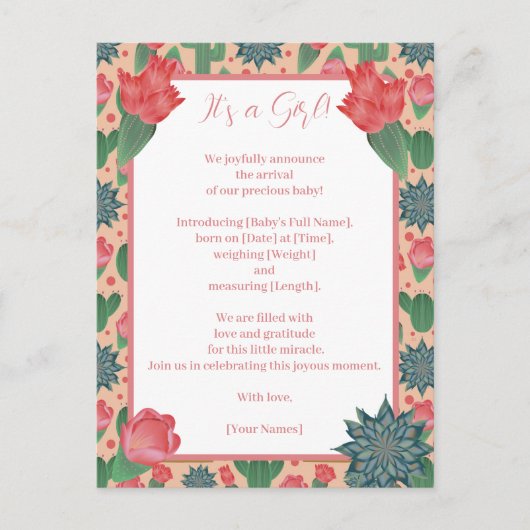 砂漠赤面ピンクガール 案内ポストカード (正面)