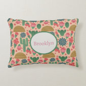 砂漠赤面ピンクフローラ子供部屋デコベビーガールズ アクセントクッション (正面)