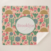 砂漠赤面ピンクフローラ子供部屋デコーベビーガール シェルパブランケット (正面(横))