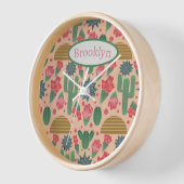 砂漠赤面ピンクフローラ子供部屋デコーベビーガール 壁時計 (傾斜)