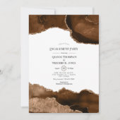 砂漠金ゴールドウォーターカラーアゲート婚約パーティ 招待状 (正面)