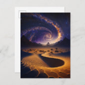 砂漠銀河系シュールレアルランドスケープアート ポストカード (正面/裏面)
