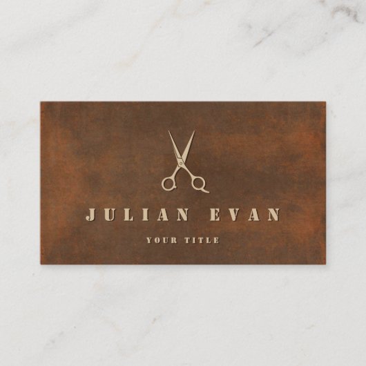 砂漠錆アイアンヘアシザーズロゴ美容師 名刺 (正面)
