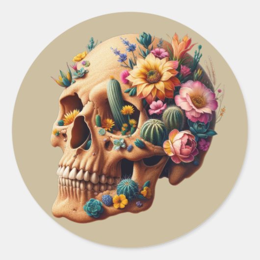 砂漠開花スカル ラウンドシール (正面)