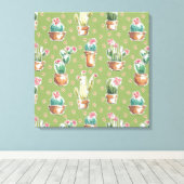 砂漠開花ステップ |緑パターン キャンバスプリント (インサイチュ (ウッドフロア))