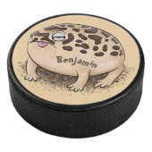 砂漠雨おもしろいカエル漫画イラストレーション アイスホッケーパック (3/4)