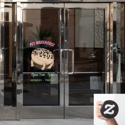 砂漠雨おもしろいカエル漫画イラストレーション ウィンドウサイン (オフィスドア)