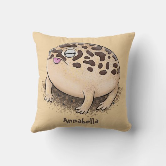 砂漠雨おもしろいカエル漫画イラストレーション クッション (裏面)