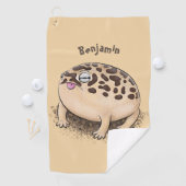 砂漠雨おもしろいカエル漫画イラストレーション ゴルフタオル (インサイチュ)