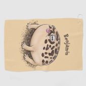 砂漠雨おもしろいカエル漫画イラストレーション ゴルフタオル (横)