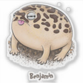 砂漠雨おもしろいカエル漫画イラストレーション シール (正面)