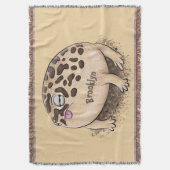 砂漠雨おもしろいカエル漫画イラストレーション スローブランケット (正面縦)