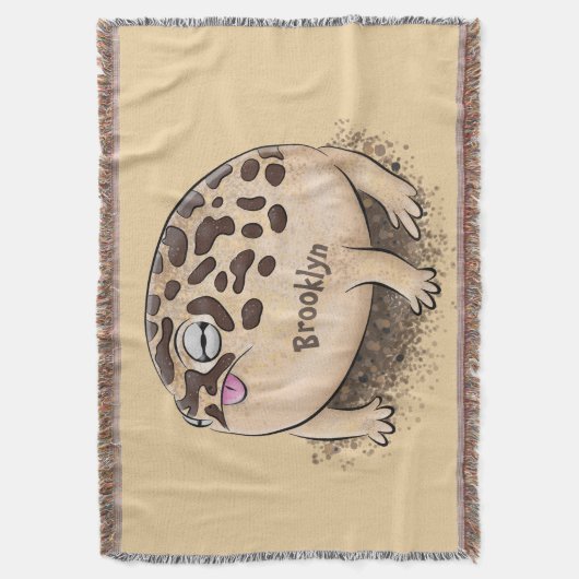 砂漠雨おもしろいカエル漫画イラストレーション スローブランケット (正面縦)