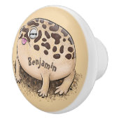 砂漠雨おもしろいカエル漫画イラストレーション セラミックノブ (右)