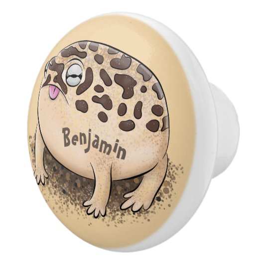 砂漠雨おもしろいカエル漫画イラストレーション セラミックノブ (右)