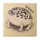 砂漠雨おもしろいカエル漫画イラストレーション タイル (正面)