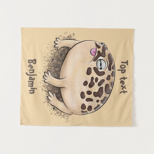 砂漠雨おもしろいカエル漫画イラストレーション タペストリー (正面(横))