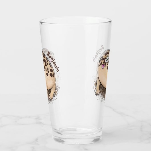 砂漠雨おもしろいカエル漫画イラストレーション タンブラーグラス (左)