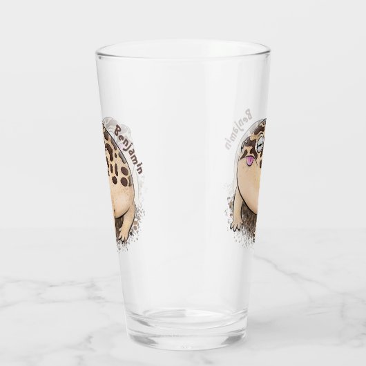 砂漠雨おもしろいカエル漫画イラストレーション タンブラーグラス (右)