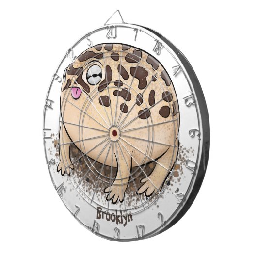 砂漠雨おもしろいカエル漫画イラストレーション ダーツボード (正面右)