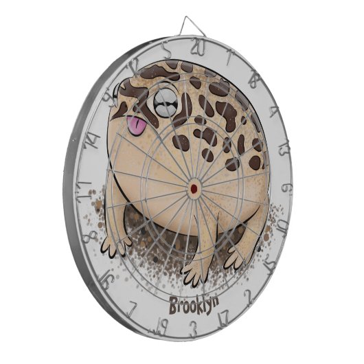 砂漠雨おもしろいカエル漫画イラストレーション ダーツボード (正面左)