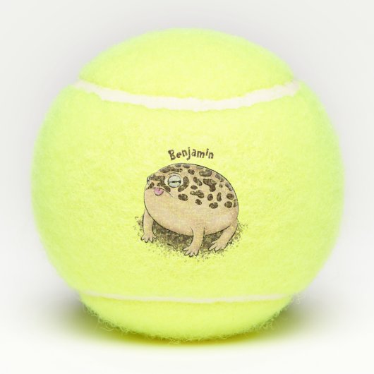 砂漠雨おもしろいカエル漫画イラストレーション テニスボール (裏面)