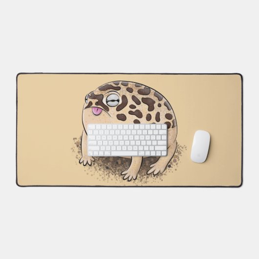 砂漠雨おもしろいカエル漫画イラストレーション デスクマット (キーボード&マウス)