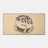 砂漠雨おもしろいカエル漫画イラストレーション デスクマット (正面)