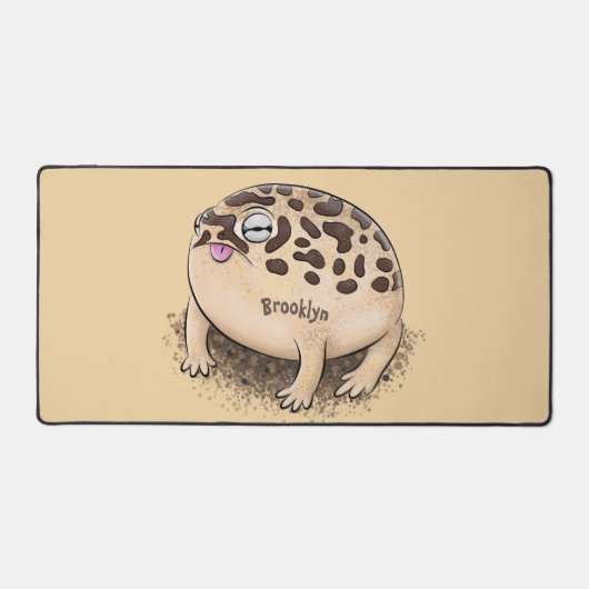 砂漠雨おもしろいカエル漫画イラストレーション デスクマット (正面)